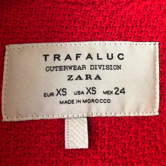 Zara Trafaluc Red Coat Size XS - Picture 3 of 6